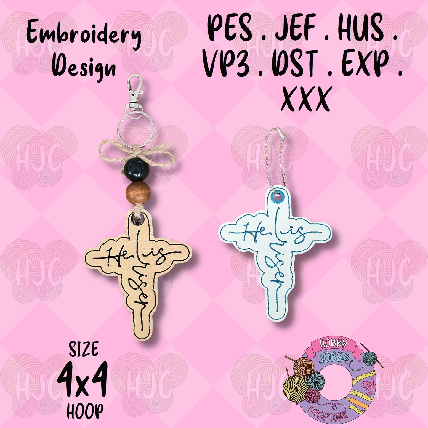 He is Risen Cross Eyelet Digital Embroidery Design