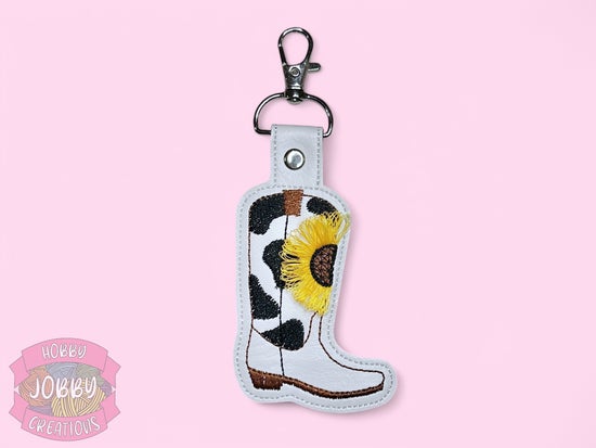 Sunflower Boot Embroidered Keychain