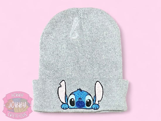 Beanie (Alien Dog Blue on Light Gray)
