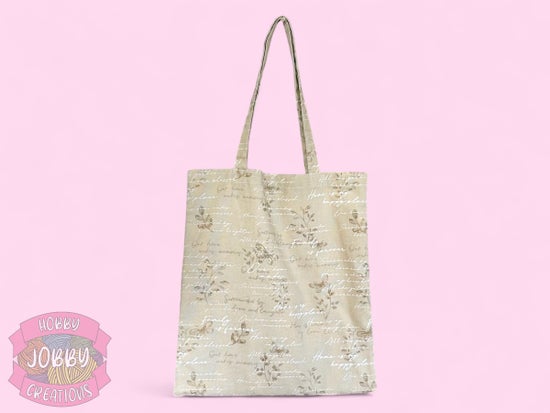 Canvas Tote (Beige w/ Script)