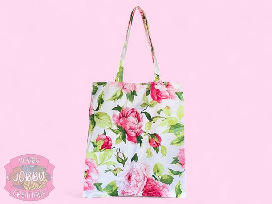 Canvas Tote (White w/ Pink Floral)