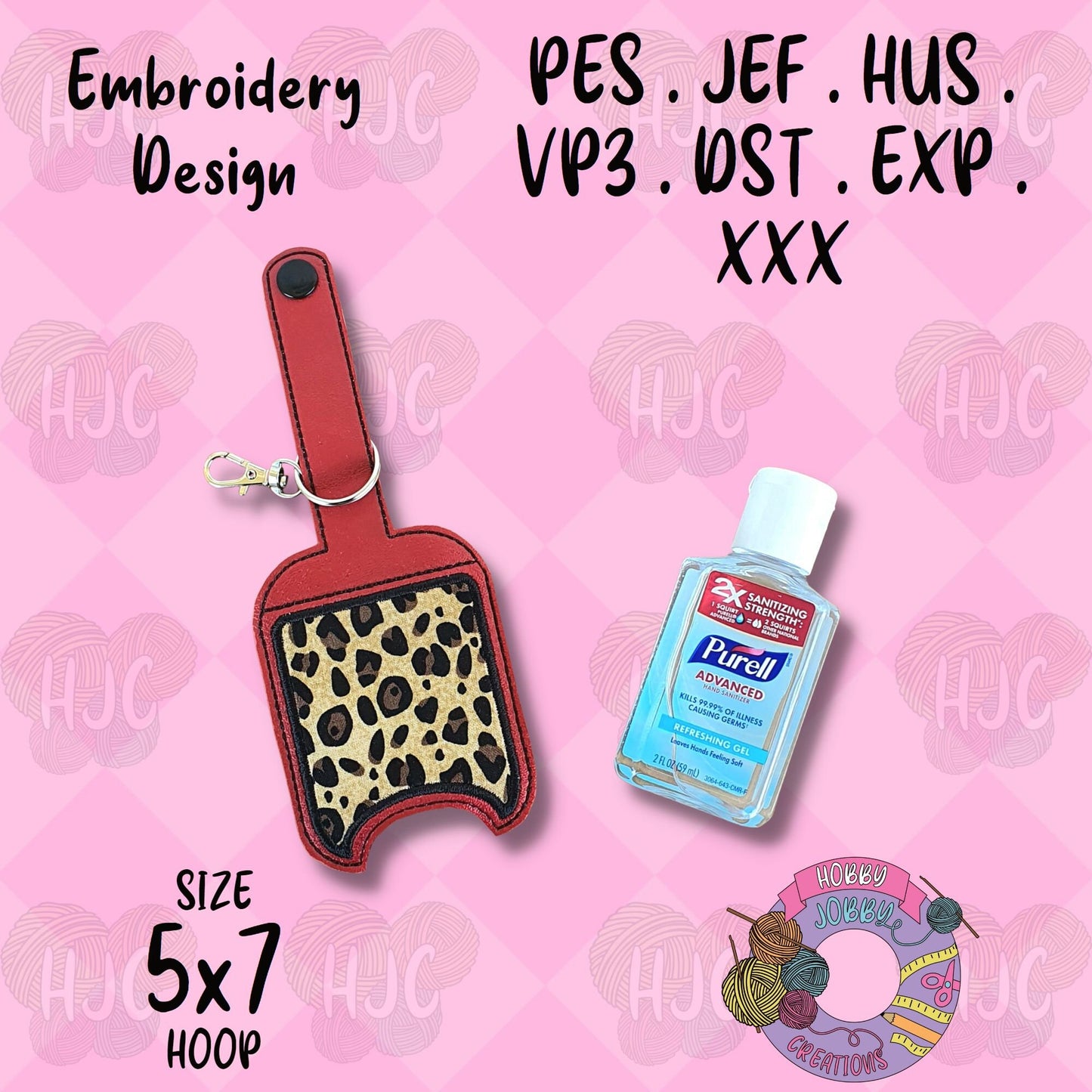 2oz Applique Hand Sanitizer Holder Digital Embroidery Design