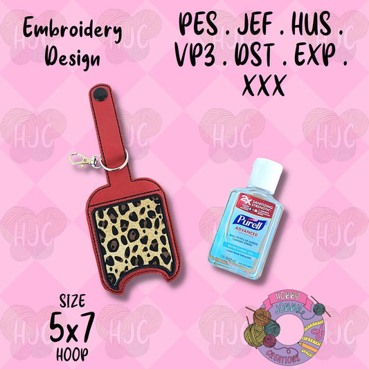 2oz Applique Hand Sanitizer Holder Digital Embroidery Design