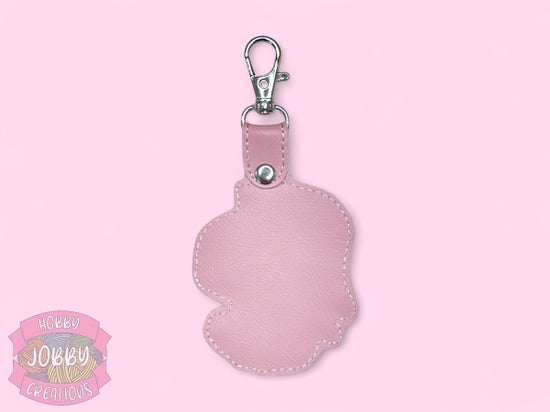 Pink Alien Dog Embroidered Keychain