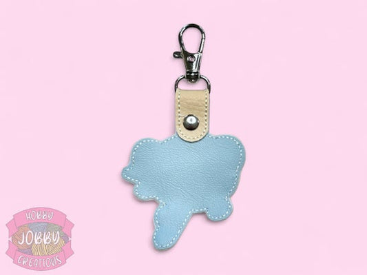 Blue Puff Embroidered Keychain