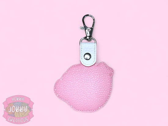 Kitty in Teacup Embroidered Keychain (Blue)