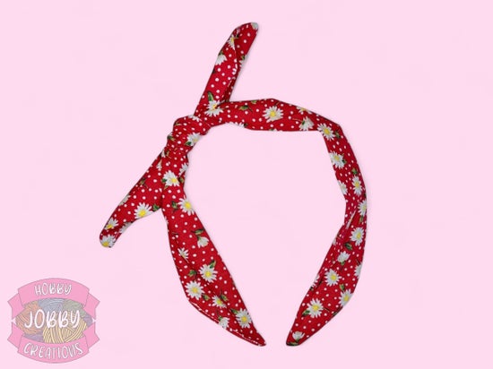 Bowed Headband (Red Floral Polka Dots)