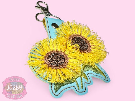 Fluffy Sunflowers Embroidered Keychain