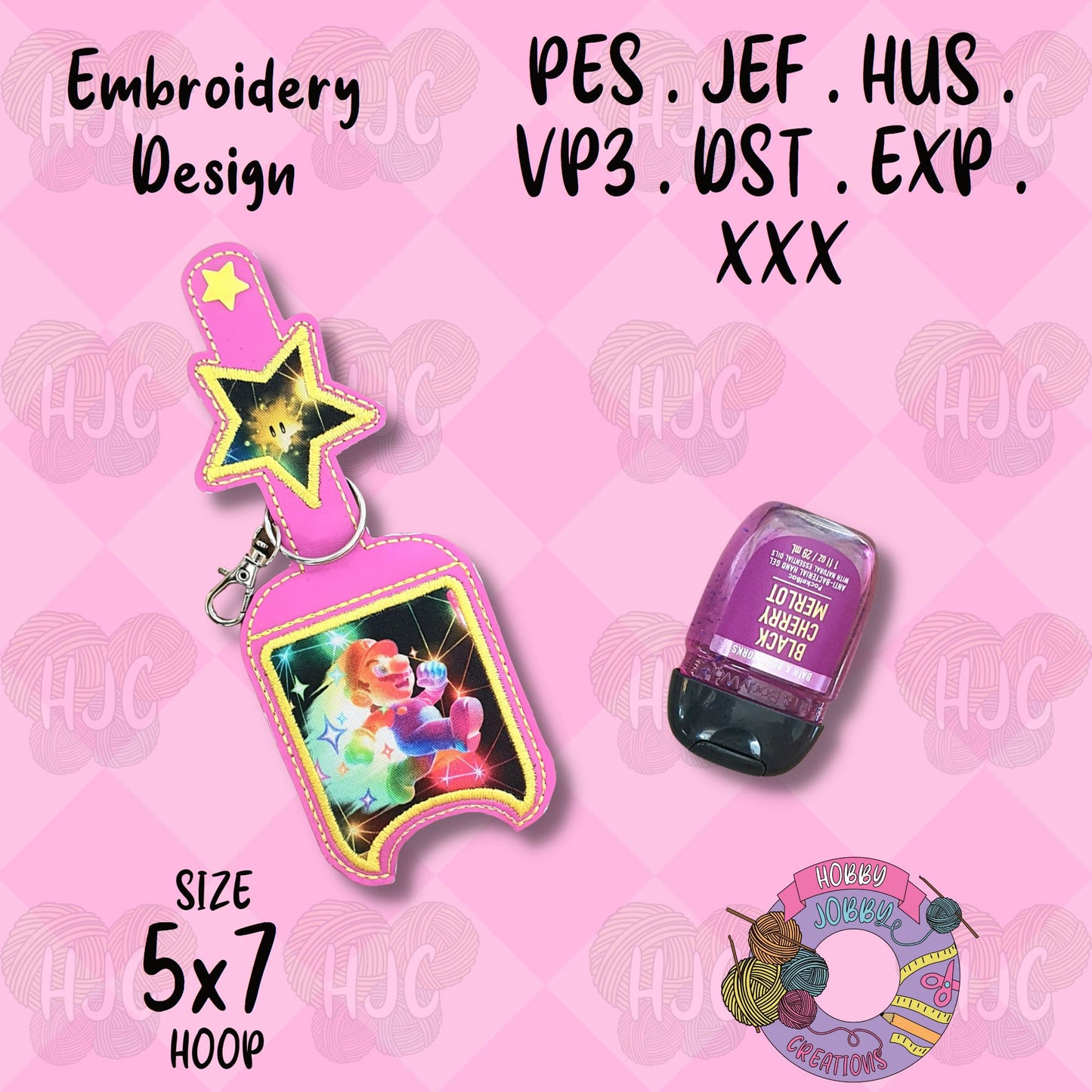 1oz Star Applique Hand Sanitizer Holder Digital Embroidery Design