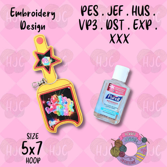 2oz Star Applique Hand Sanitizer Holder Digital Embroidery Design