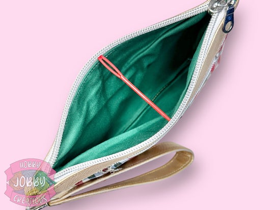 Christmas Plaid and Gold Wristlet Bag