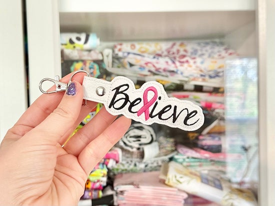 Believe Embroidered Keychain