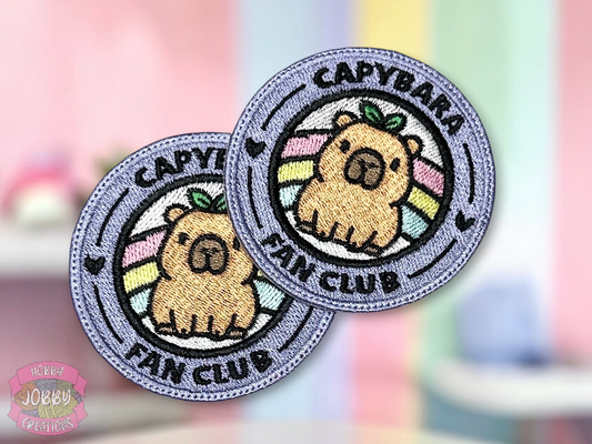 Capybara Fan Club Embroidered Iron-On Patch