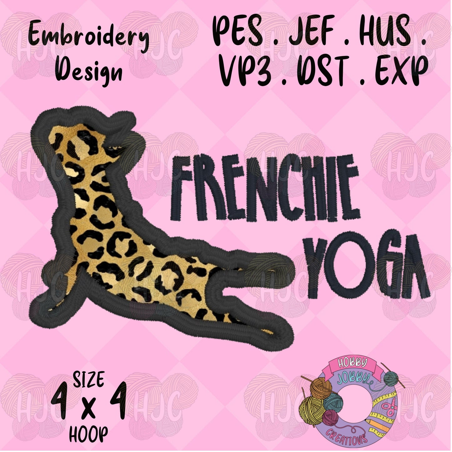 Frenchie Yoga Applique Digital Embroidery Design