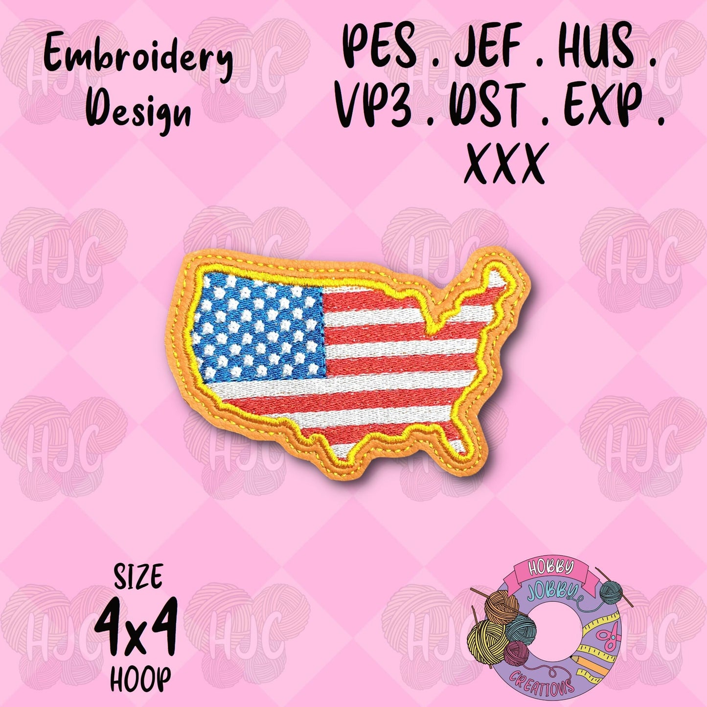 USA Flag Magnet Digital Embroidery Design