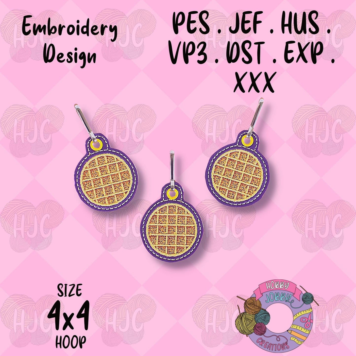 Waffle Zipper Pull Digital Embroidery Design