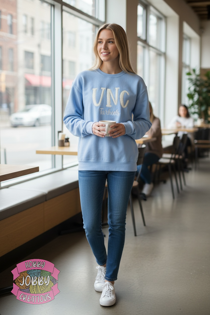 UNC Glitter Appliqué School Spirit Sweatshirt