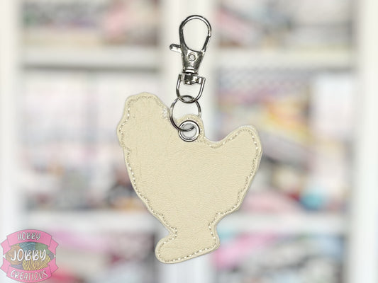 Floral Chicken Embroidered Keychain