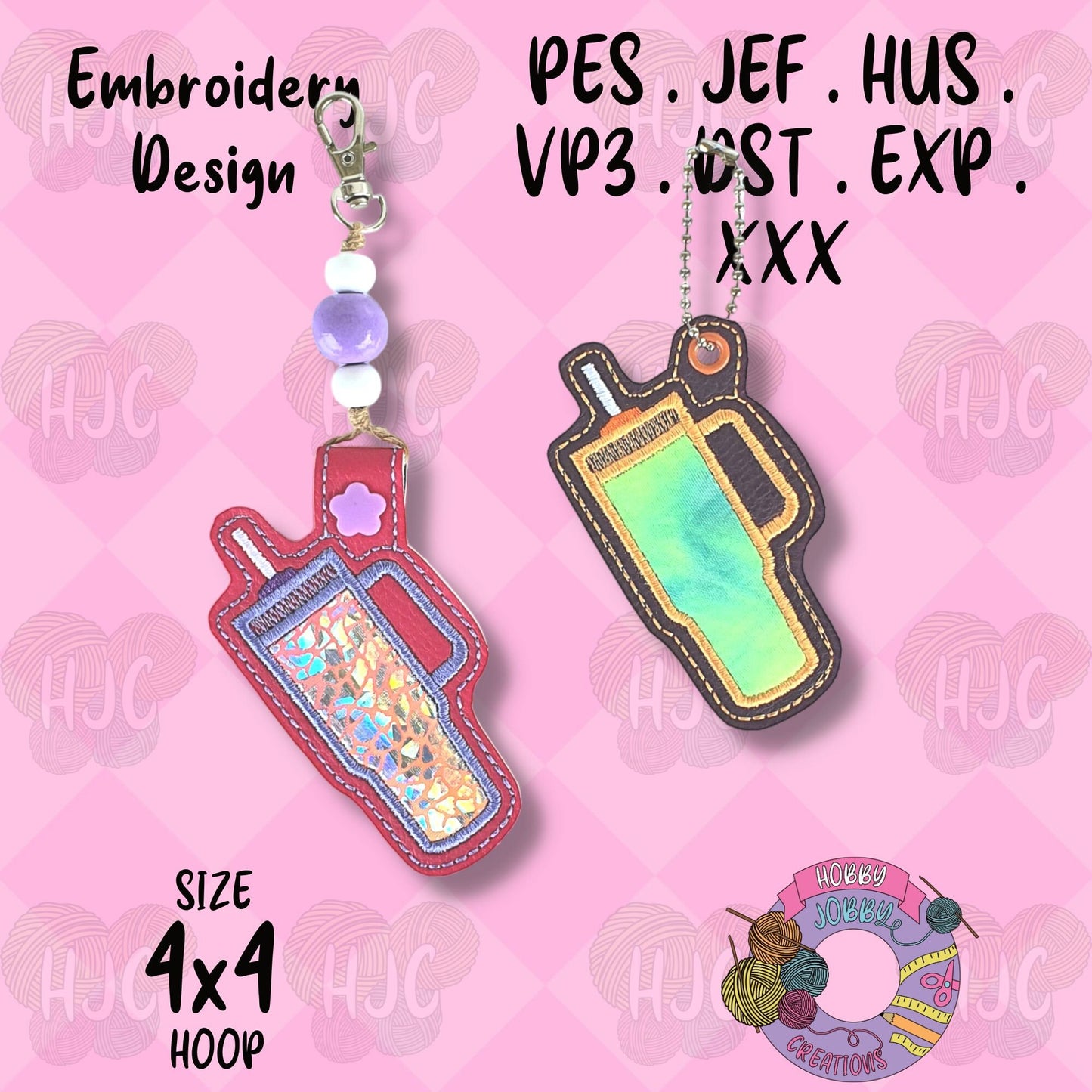 Trendy Tumbler Applique Eyelet / Snap Tab Digital Embroidery Design