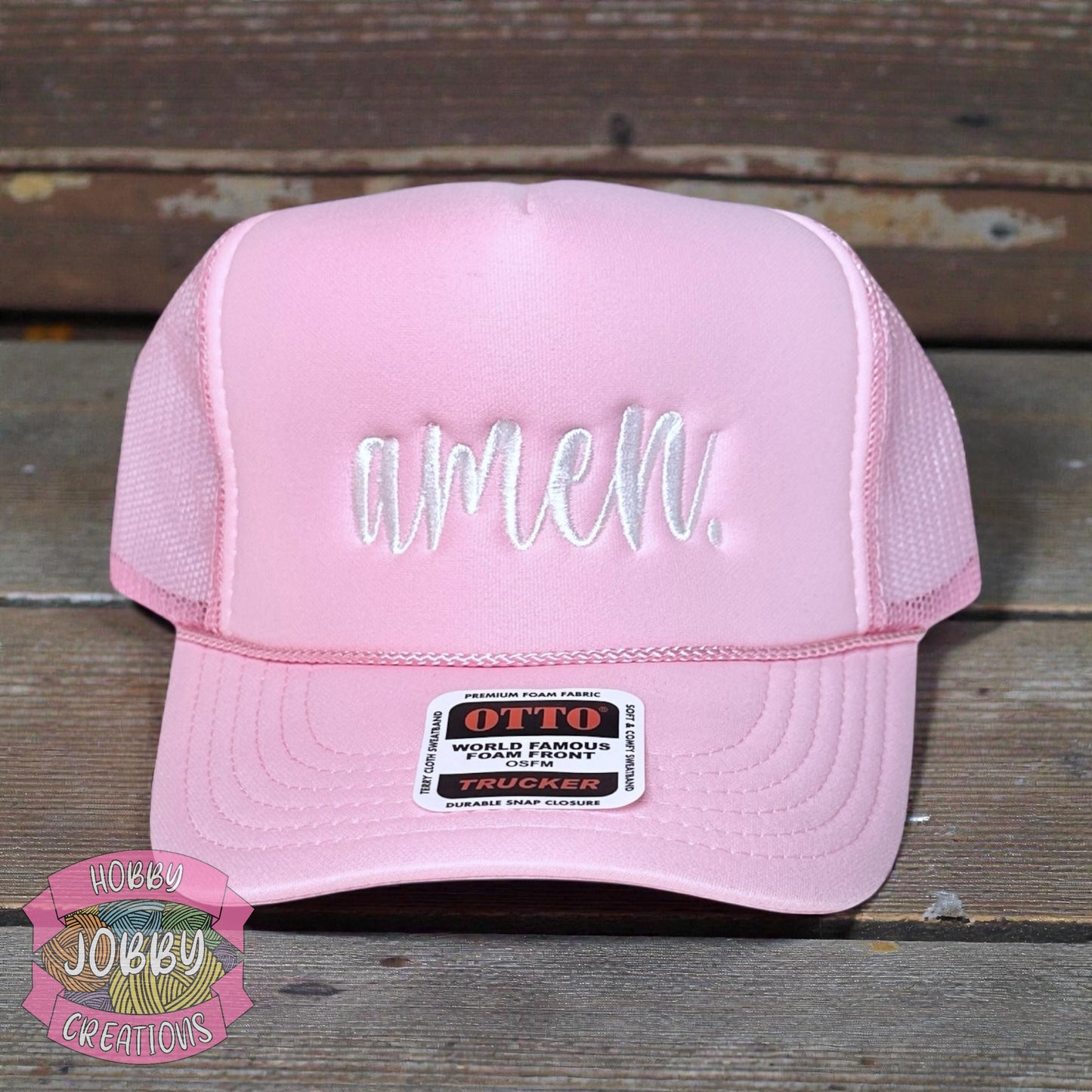 amen. Hat (Pink w/ White)