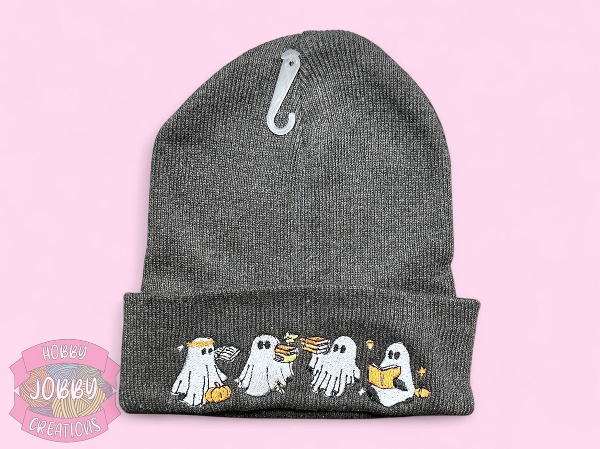 Bookish Ghosties Embroidered Beanie