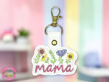 Floral Mama Embroidered Keychain