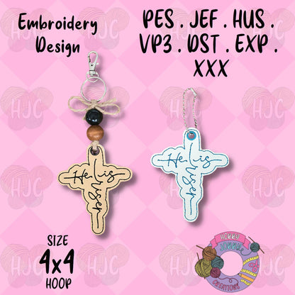 He is Risen Cross Eyelet Digital Embroidery Design