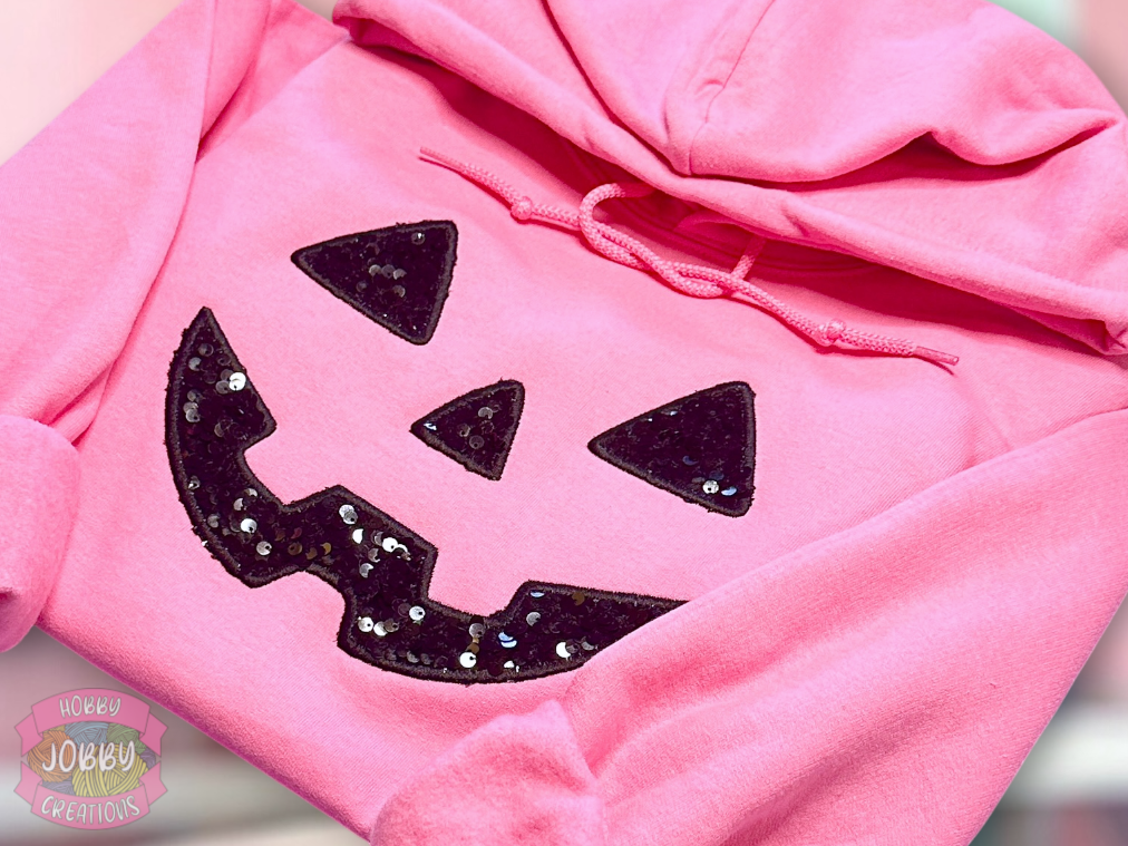Sequin Jack O Lantern Embroidered Hoodie