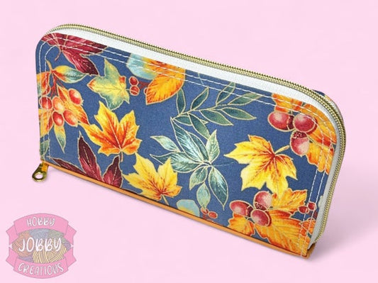 Fall Leaves Long Zip Around Wallet