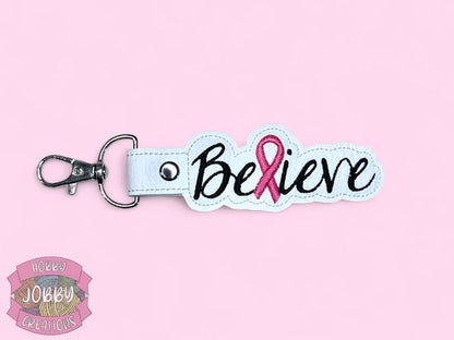 Believe Embroidered Keychain