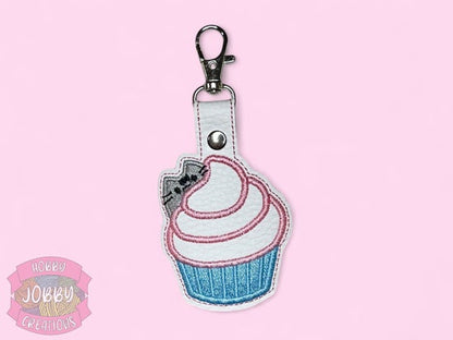 Kitty Cupcake Embroidered Keychain