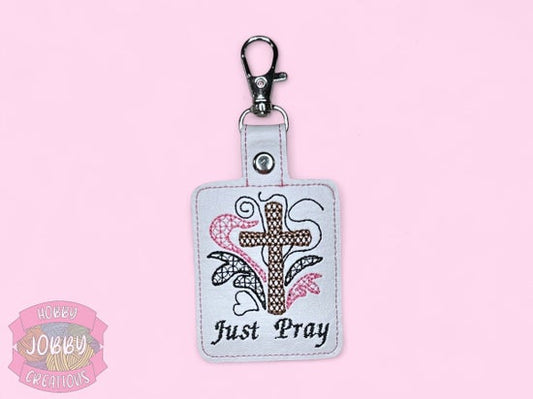 Just Pray Embroidered Keychain
