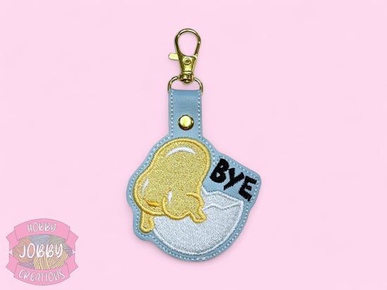 Bye Egg Embroidered Keychain