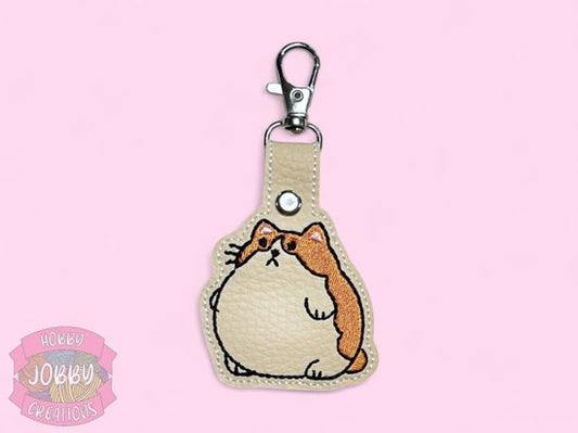 Fat Cat Embroidered Keychain