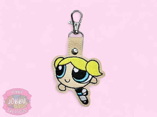 Blue Puff Embroidered Keychain