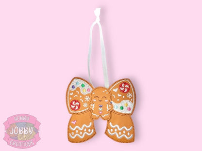 Gingerbread Bow Embroidered Ornament