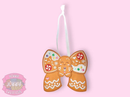 Gingerbread Bow Embroidered Ornament