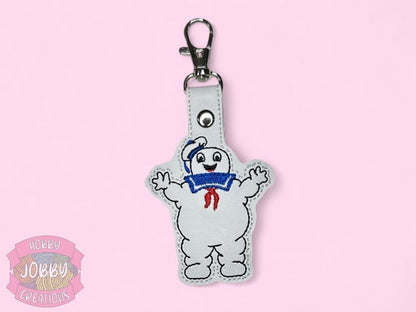 Marshmallow Guy Embroidered Keychain