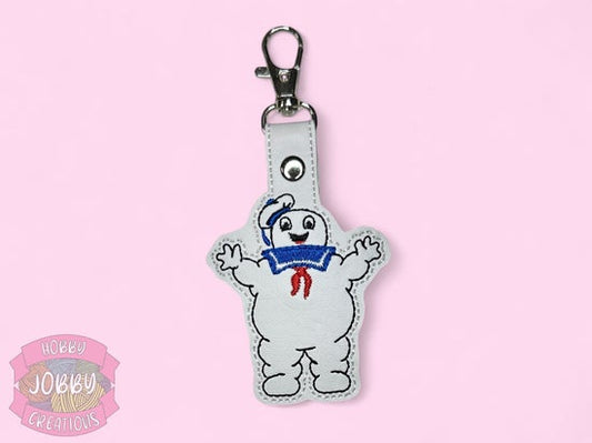 Marshmallow Guy Embroidered Keychain