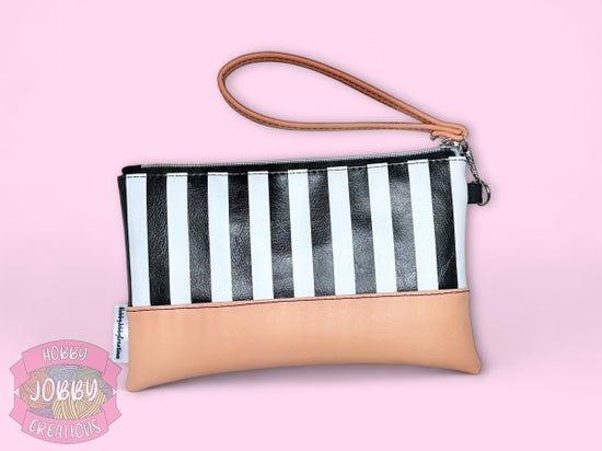 Wristlet Bag (Stripes with Coral)