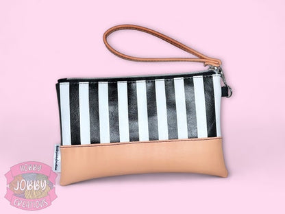 Wristlet Bag (Stripes with Coral)