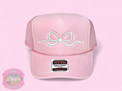 3D Puff Bow Embroidered Hat