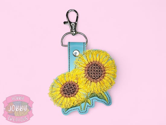 Fluffy Sunflowers Embroidered Keychain