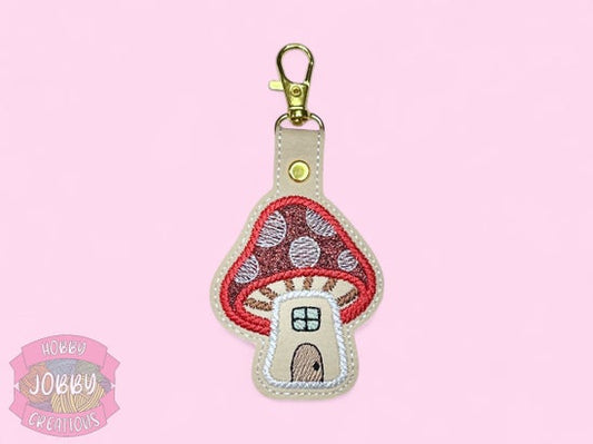 Glitter Mushroom Embroidered Keychain