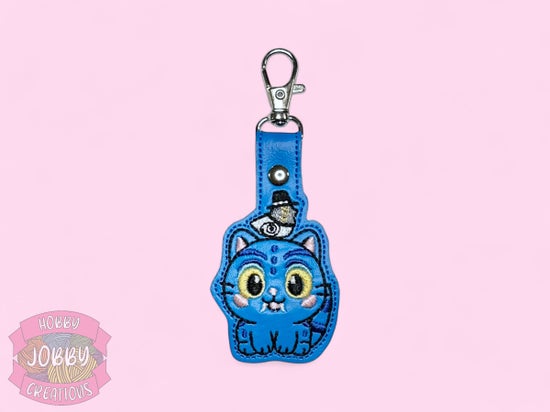Blue Tiger Embroidered Keychain