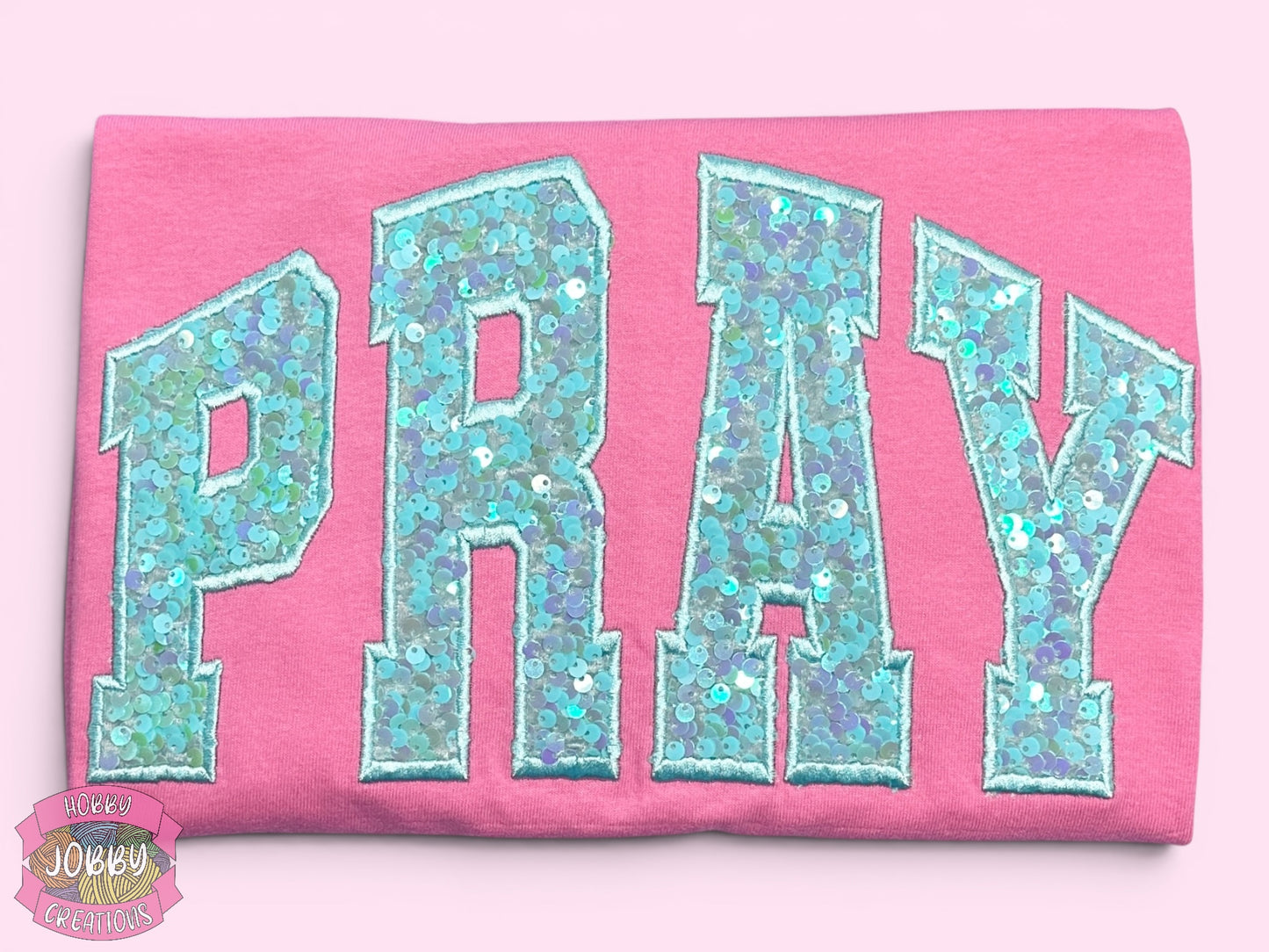 PRAY Sequin Applique Embroidered T-Shirt