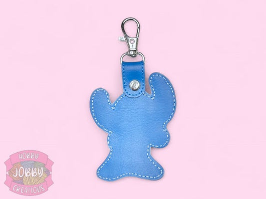 Blue Alien Dog Embroidered Keychain