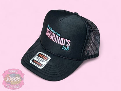 Husband's Tab Hat (Black w/ Teal & Pink)