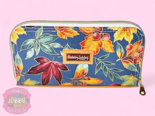 Fall Leaves Long Zip Around Wallet