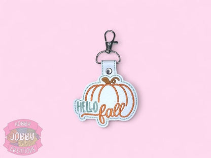 Hello Fall Embroidered Keychain